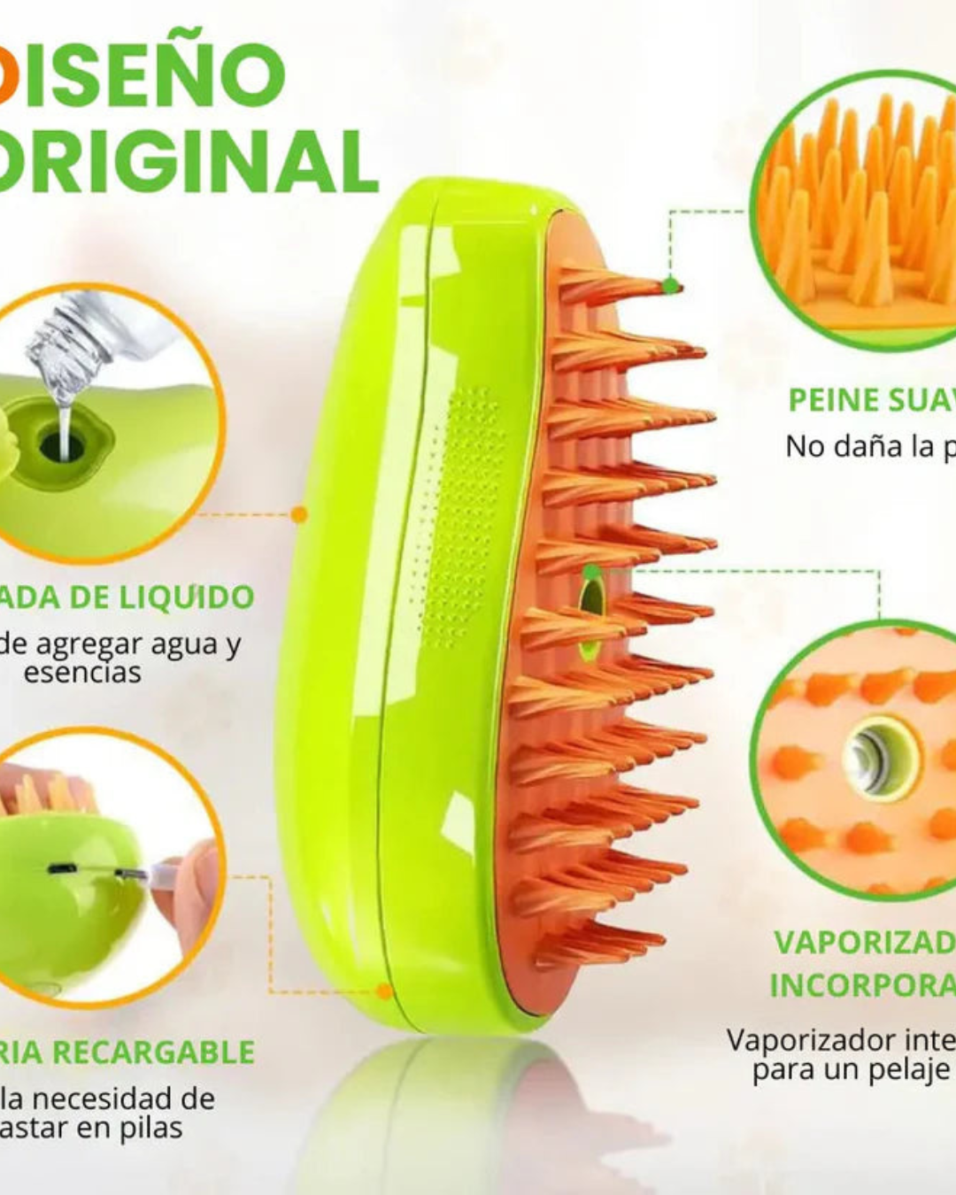 Cepillo a Vapor 3 en 1 Para Mascotas